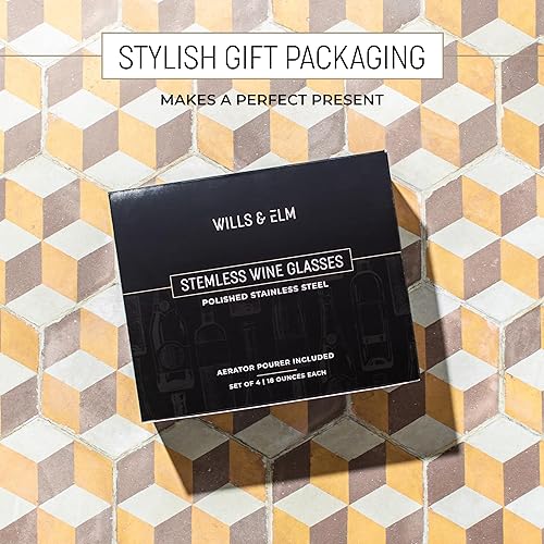 Miniatura 6 de Juego de 4 copas de vino de acero inoxidable sin tallo con aireador, metal irrompible, copas de vino para exteriores, portátiles, oro rosa