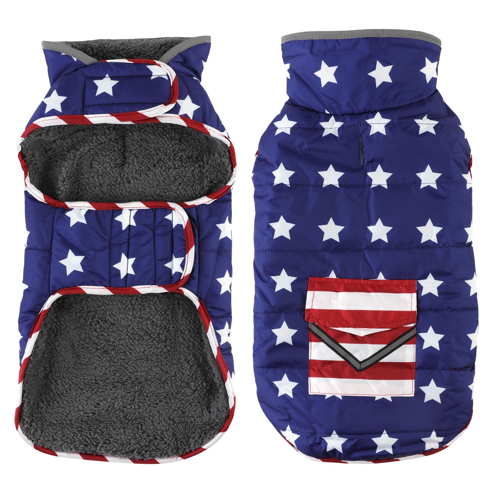 Petglad Waterproof Dog Winter Coat with Pocket, Fleece Snow Jacket for Dogs