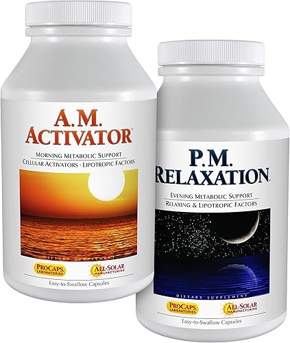 ANDREW LESSMAN A.M. Activator y P.M. Kit de relajación 30 cápsulas de cada uno - A.M. Activator promueve la energía y el metabolismo de las grasas,