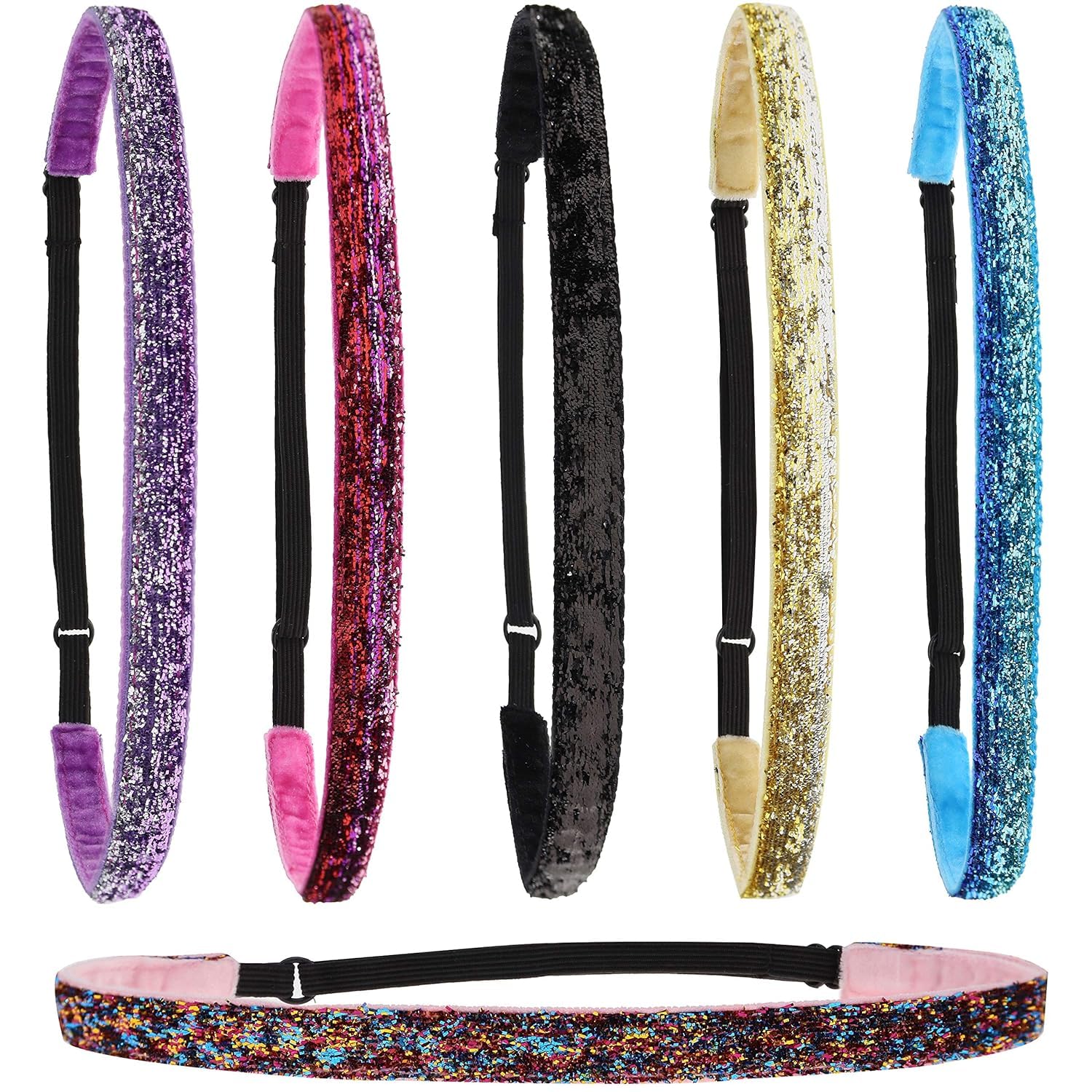 ADORNISH 4pc Glitter Headbands for Girls, Adjustable Non Slip Thin Stretch Elastic Sports Headband for Teens, Cute Stretchy Athletic Sports Hair Accessories for Kids (B0CRRVSDM9) Amazon Price History, Amazon Price Tracker