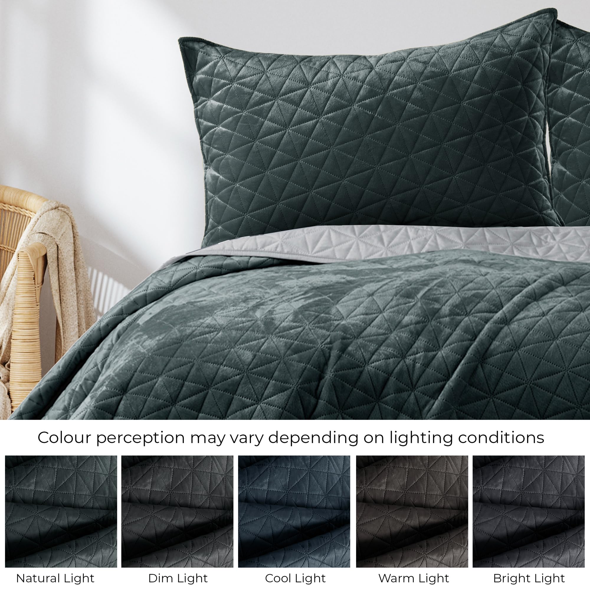 AmeliaHome Velvet sprei, polyester, Laila antraciet zilver, 220x240 cm