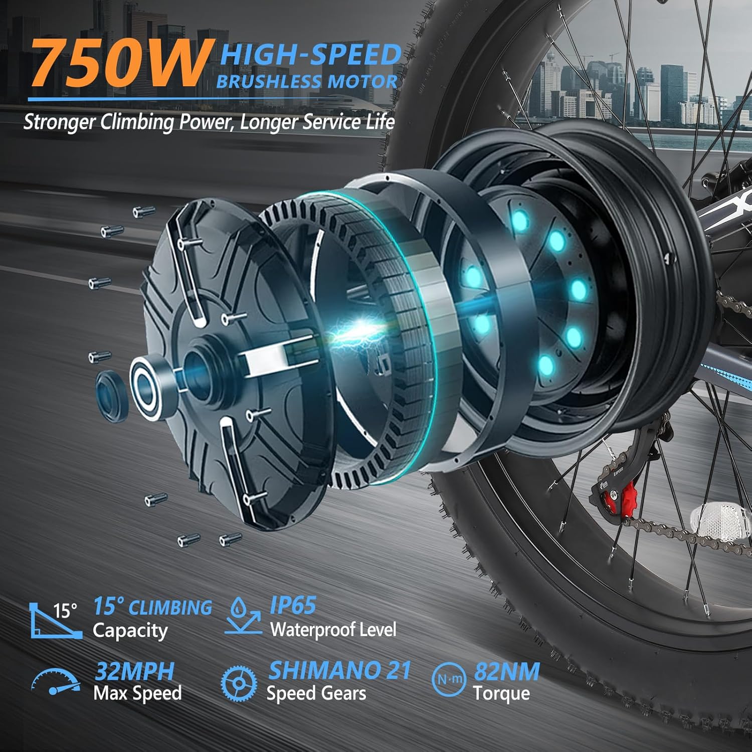 PEXMOR Electric Bike 750W brushless motor diagram