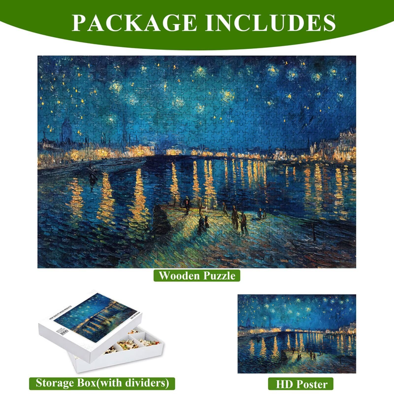 Puzzle 2000 elementów - Gwiaździste niebo i nocny widok - Trwałe drewniane puzzle z literami na plecach - 75 x 105 cm - Kreatywne hobby bez kurzu - Artykuł kolekcjonerski i ponad 14 lat P3#150