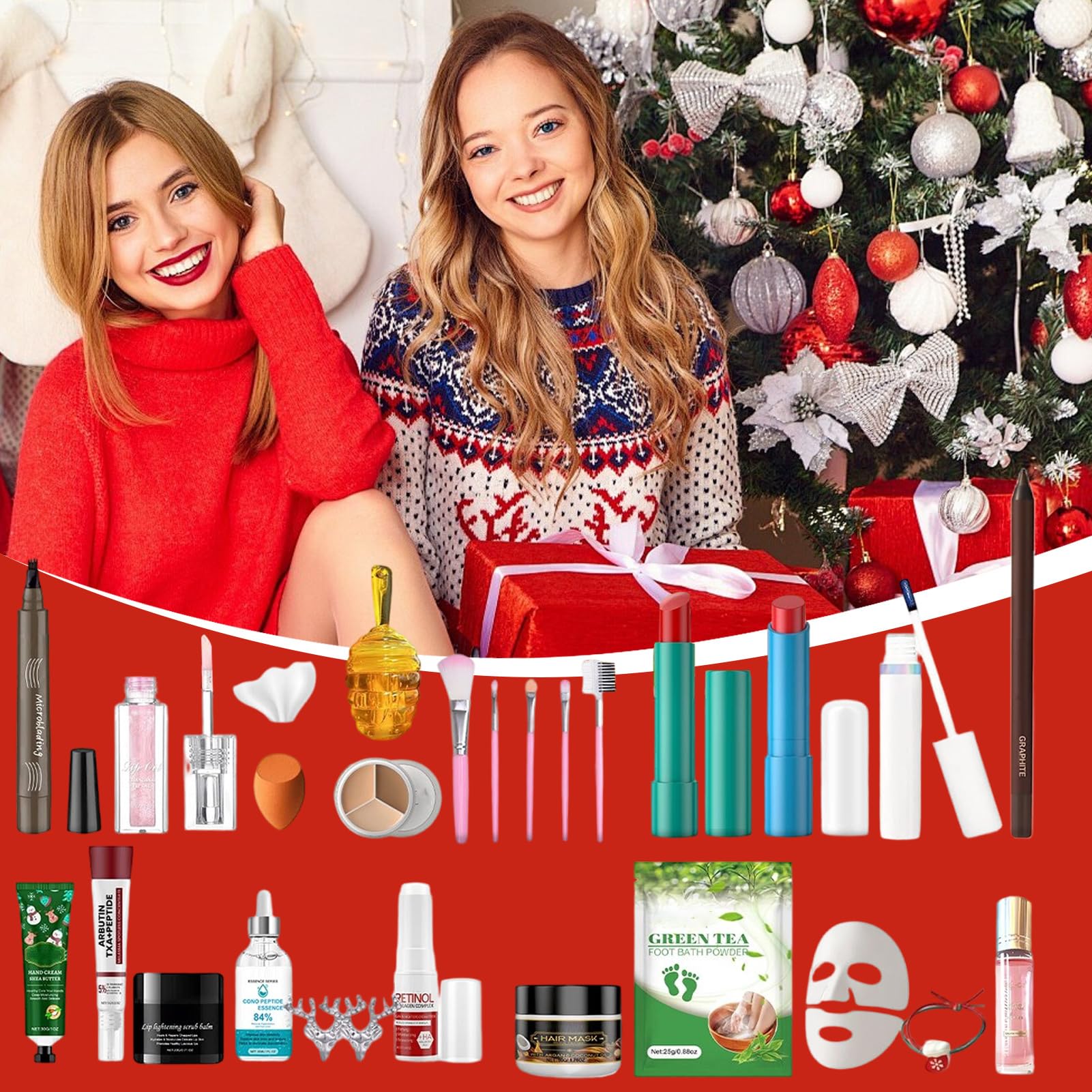 Adviento De Maquillaje Set De Maquillaje Y Cuidado De La Piel De Navidad De | Calendario De Adviento Cosmético Para Chicas Navideño Para Amantes Familia Amigos Madre Esposa Hija Novia