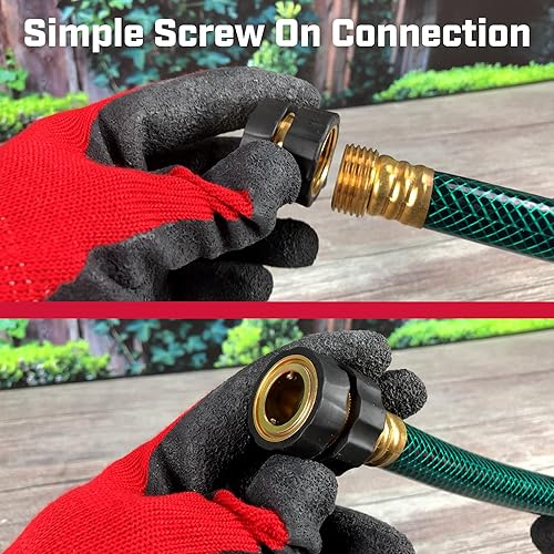 Miniatura 5 de Chapin International 6-9452 Conexiones hembra de conexión rápida, conector de manguera de jardín de latón y válvula de polietileno resistente, juego