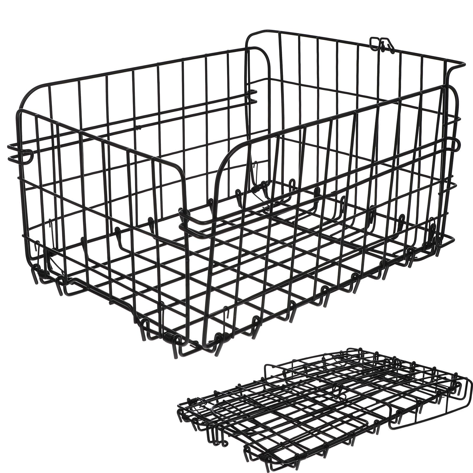 VOSAREA Panier de Rangement Noir Arrière d'acier Pliable en Fil Vélo de Conteneur Stable et Sûr Estivale pour Fête en Plein Air