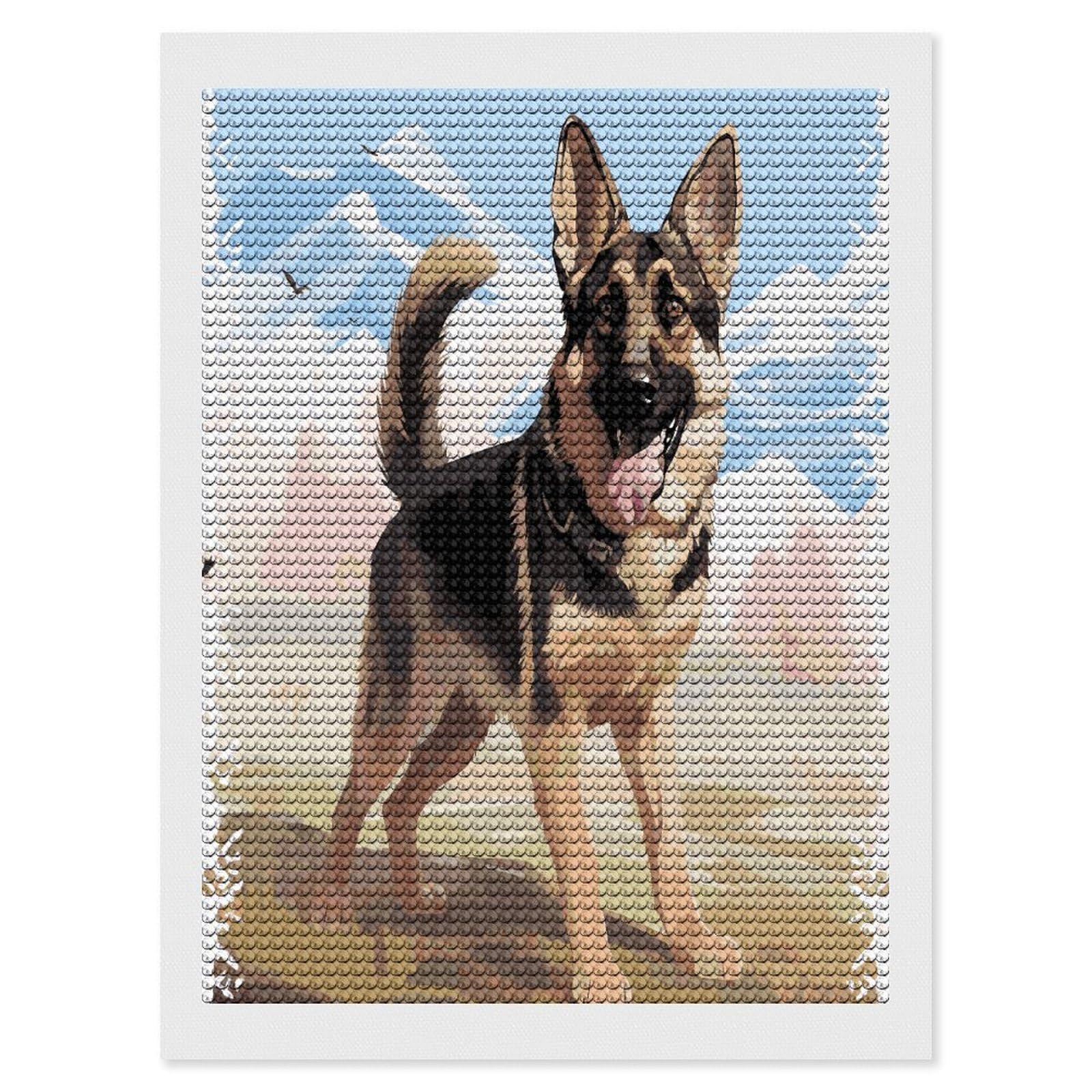 JTREHY German Shepherd Dog Lovers Diamond Art Kits Personalized DIY Round Diamond Painting Kits for Beginner Full Drill Diamonds Dots Paintings for Adults Gem Art Crafts Home Decor