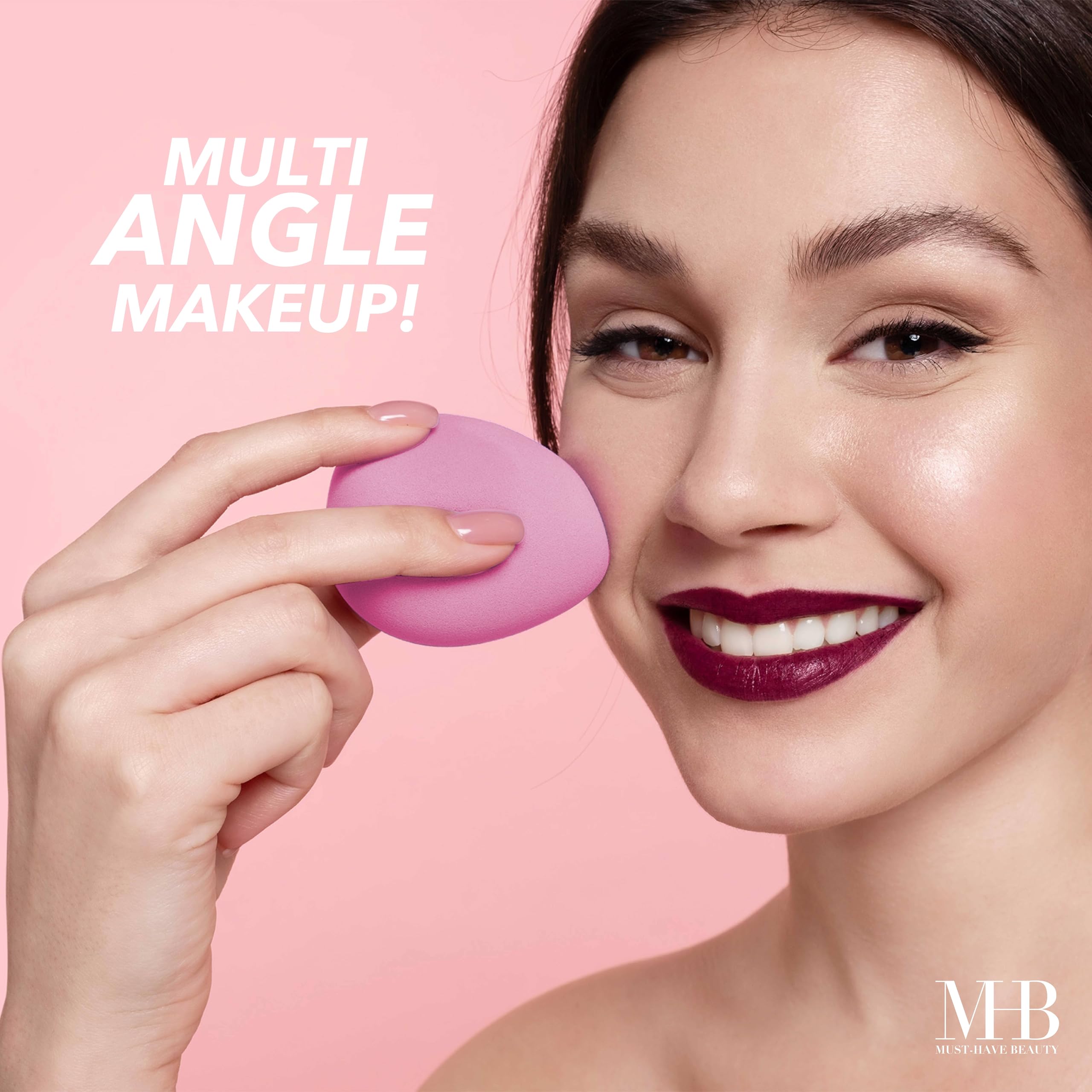 Expressions Juego de 16 esponjas de maquillaje rosas y organizador de artículos esenciales de belleza | Mezcladores de belleza surtidos, esponjas de maquillaje y cuñas para una aplicación de