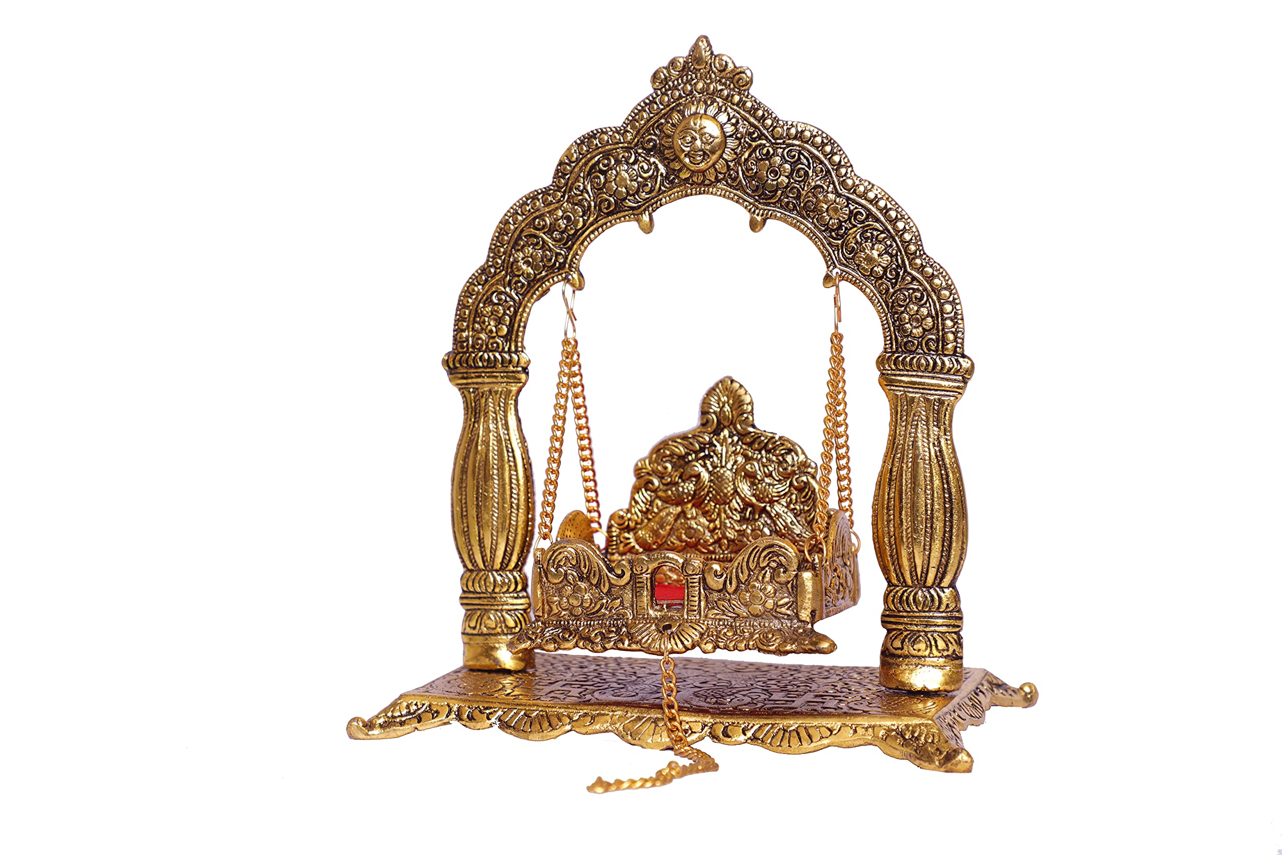 KridayKraft Metalowy posąg Laddu Gopal Palna, Kryszna Jhula Metalowy posąg do świątyni Pooja, Laddu Gopal Jhula, udekoruj swój dom i religijny prezent dla idola, figurki wystawowe