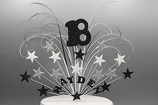 Cake Topper Glittered/Non-Glittered Birthday Party Cake Decoration Star Burst 16th 17th 18th 21st 30th 40th 50th 60th 70th 80th 90th Any Colour/Colours Personalised Any Theme 015
