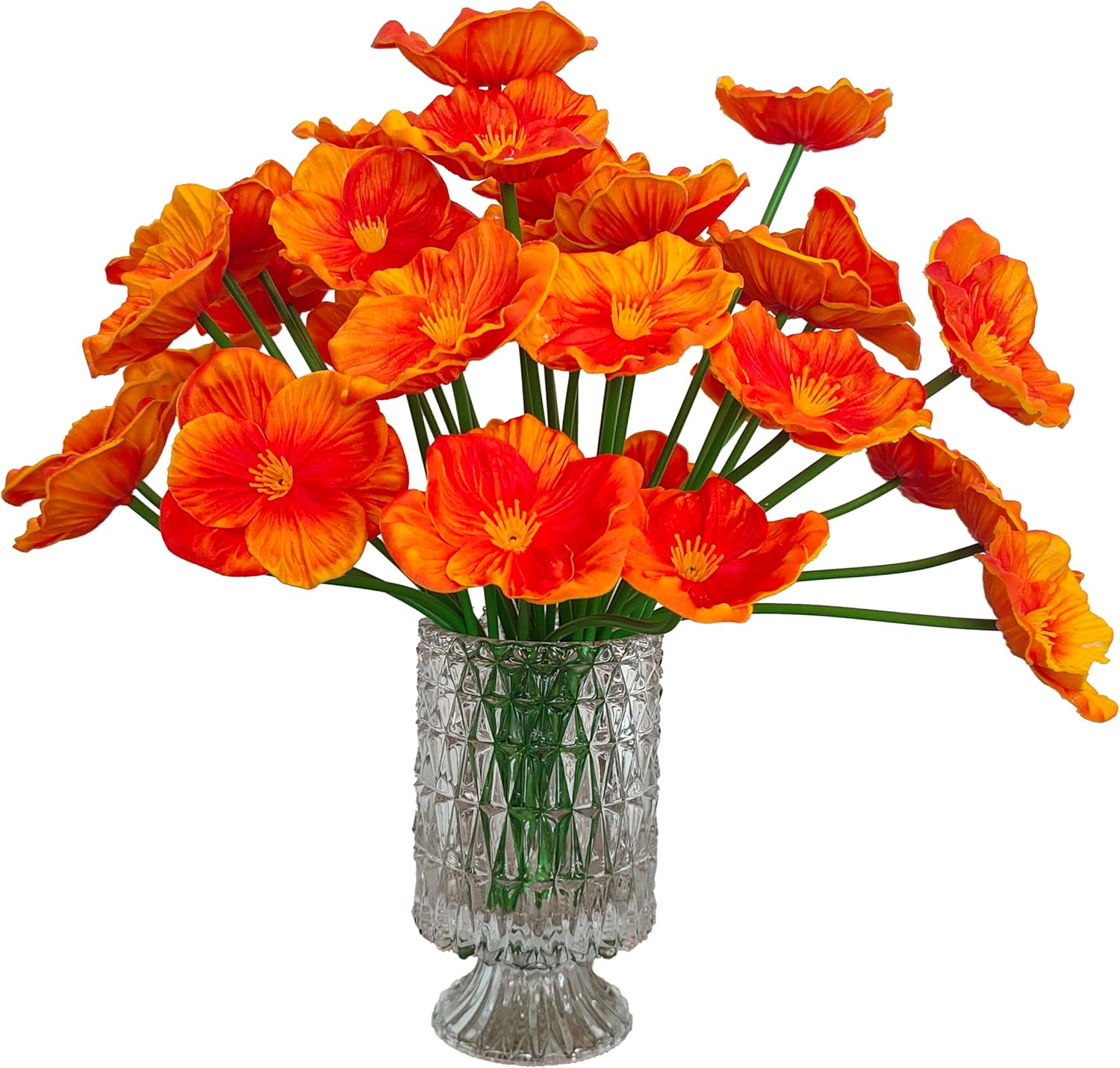 44 pcs Artificial Yellow Poppy Flowers PU Real Touch Flower,A Fake Faux Poppies Flower Head Diameter of 3.3'', 11.6" Tall for Wedding Bouquets Corsages Centerpiece Floral (44, Yellow)