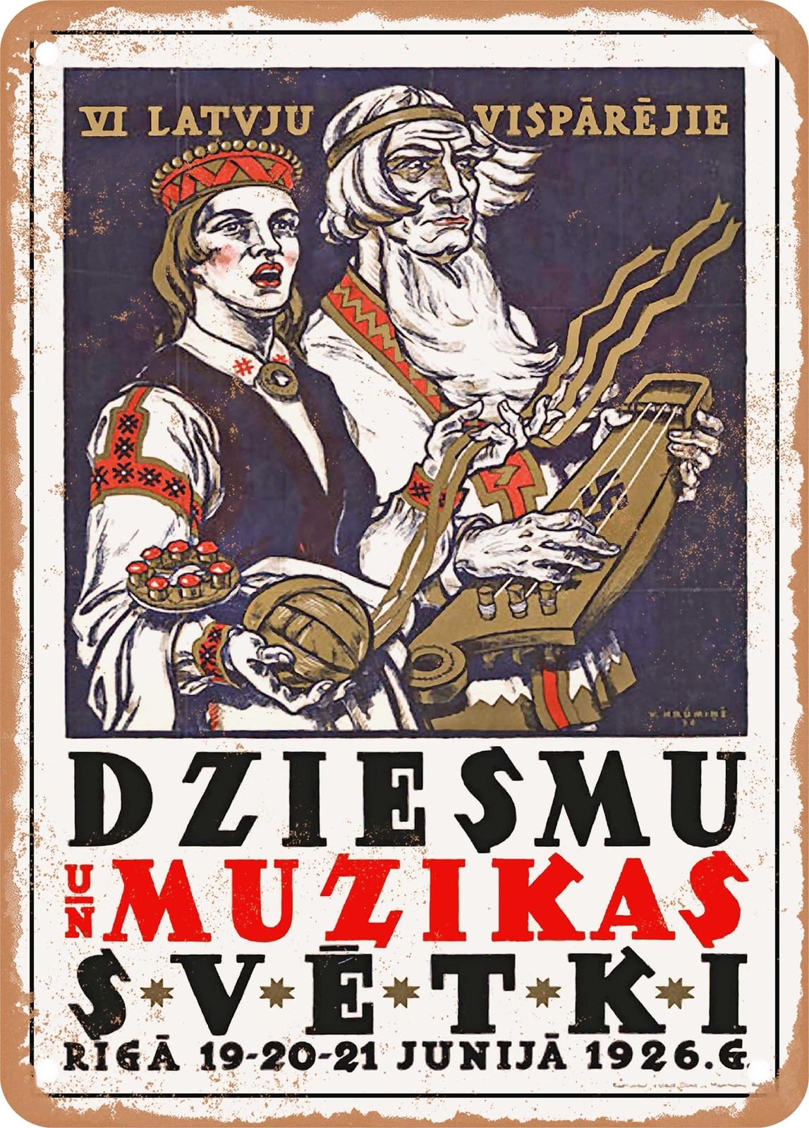 METAL SIGN - 1926 All-Latvian Song and Music Festival Vintage Ad home decor