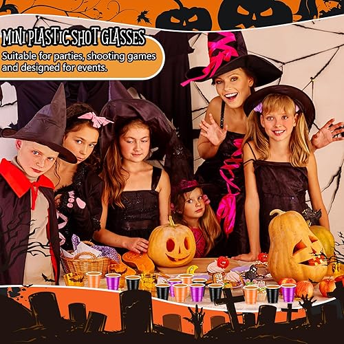 Miniatura 4 de Yinkin Vasos de chupito de plástico para Halloween a granel de 2 onzas desechables para suministros de fiesta de Halloween, despedida de soltera,