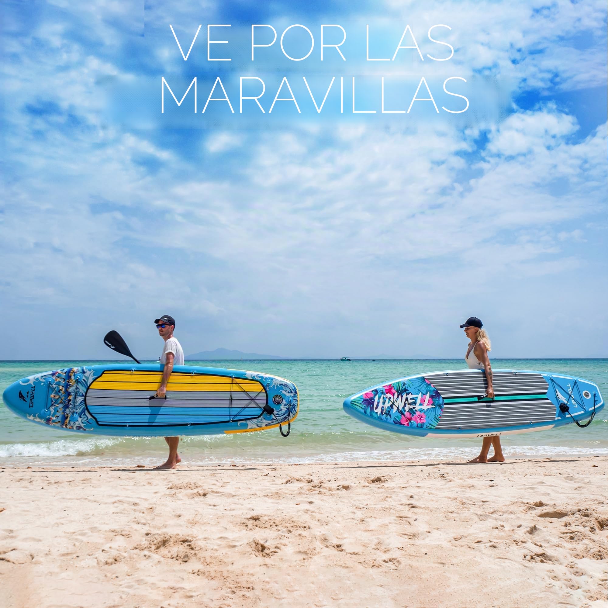 UPWELL 320 cm/335 cm Stand Up Paddle Board Sup inflable con sup Accesorios incluidos asiento para kayak, mochila, remo 2 en 1, correa, bomba de mano, aletas