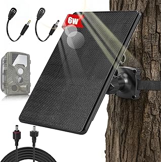 Solarpanel für Wildkamera 12V/9V/6V, 7,4V 4000mAh Wiederaufladbarer Akku, Jagdzubehör für Wildtierkamera von DC 1,7/2,1/1,35mm-Ausgangsanschluss, IP65 kompatibel mit Jagdspielkameras Nachtsichtkamera