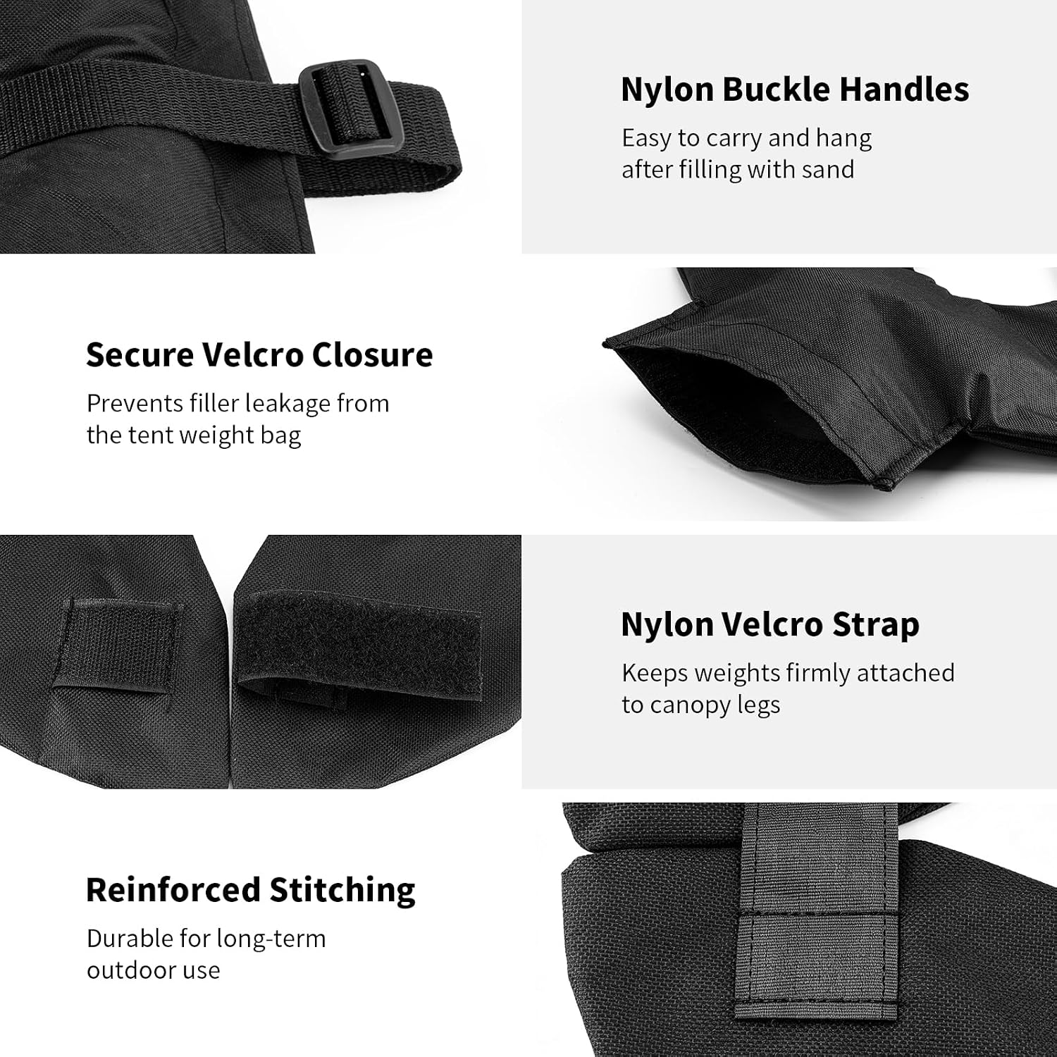Sand Bags for Weight, Tripod Weight, Tent & Canopy Weights (4 Pack 72 LBS)