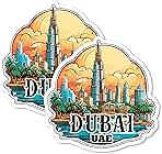 Dubai UAE Magnet 4 Inch 2-Pack City Middle East – Strong Vinyl Decorative Travel Magnets for Fridge Locker Kitchen Office – Cute Fun Aesthetic Cool Durable & Long-Lasting Souvenir ID44999