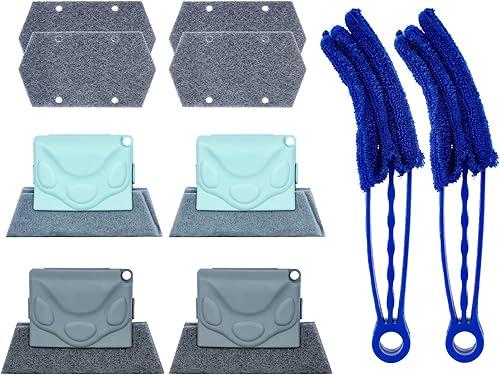 10 herramientas mágicas de limpieza para ranuras de ventana, incluye 4 cepillos de limpieza de ranuras de ventana, 2 plumeros para persianas, 4