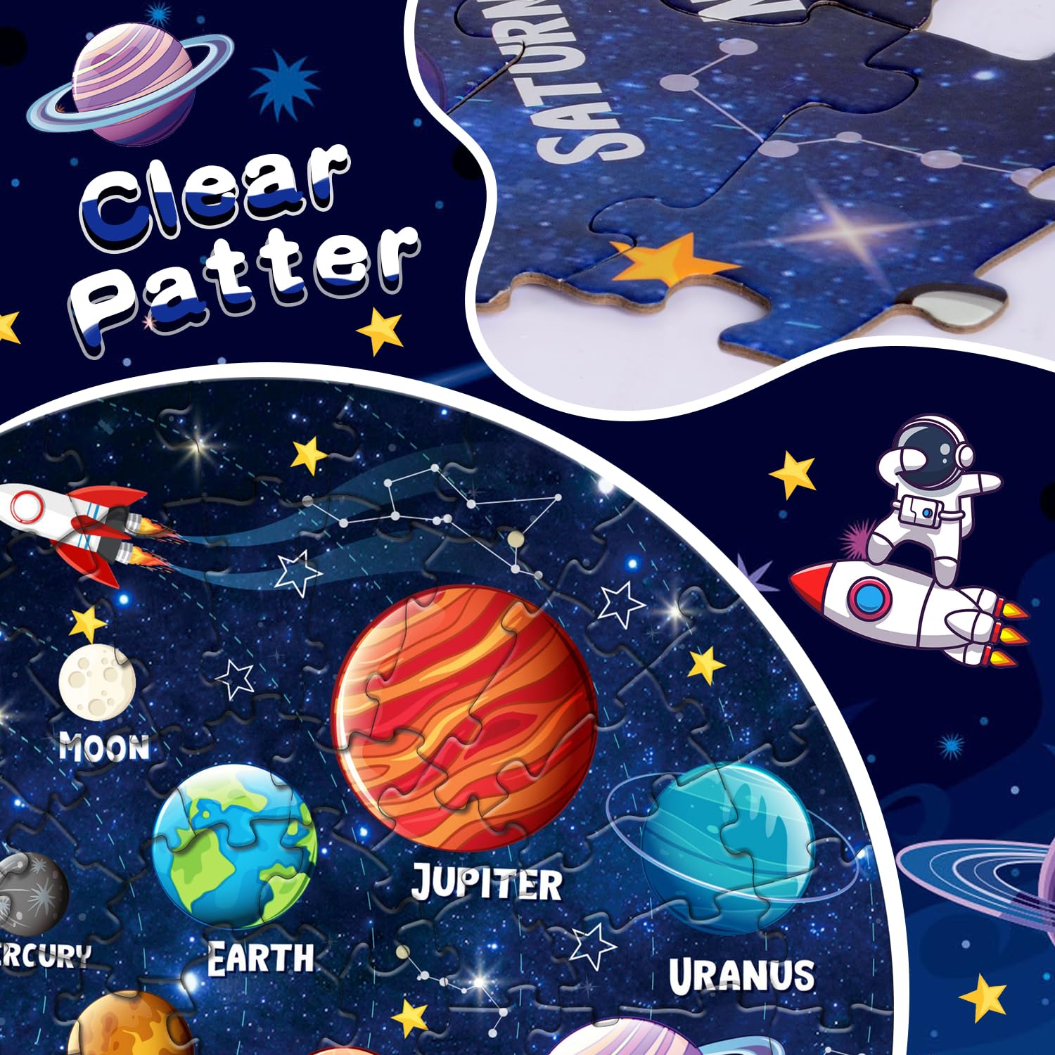 Puzzle Bambino Sistema Solare da Pavimento 71 Pezzi per 5 6 7 8 Anni, Gioco Regalo per Ragazzi