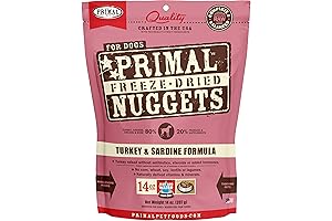 Primal Freeze Dried Nuggets (Turkey & Sardine) for Dogs: Healthful, Grain-Free Goodness