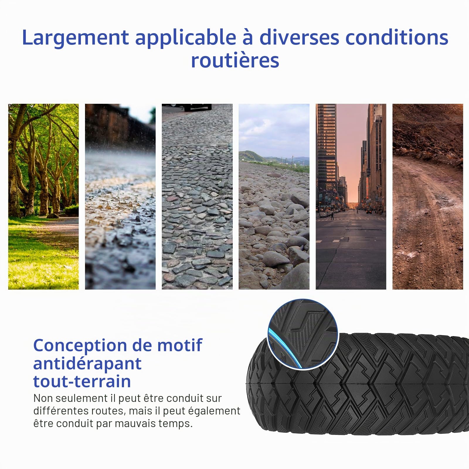 ulip 8.5x3 Pneu de roue avant et arrière de rechange pour Zero 8 Zero 9 VSETT 8 VSETT 9 PRO Kugoo X1 Kugoo Kirin G2 Pro Scooter, 8 1/2 x 3.0 Off-Road Pneu Complet (2 Pièces)