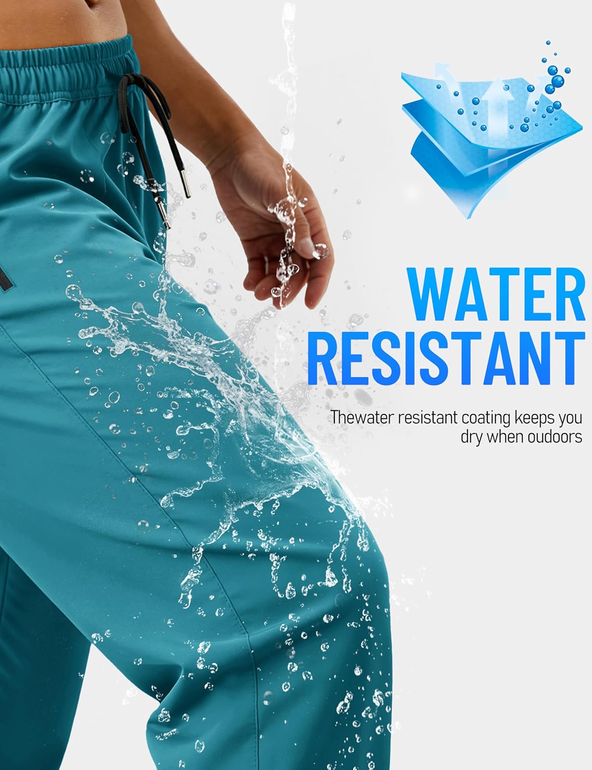 TACVASEN Mens Workout Pants Casual Athletic Hiking Lightweight Quick Dry Stretch Waterproof Sweatpants with 3 Pockets - Image 6