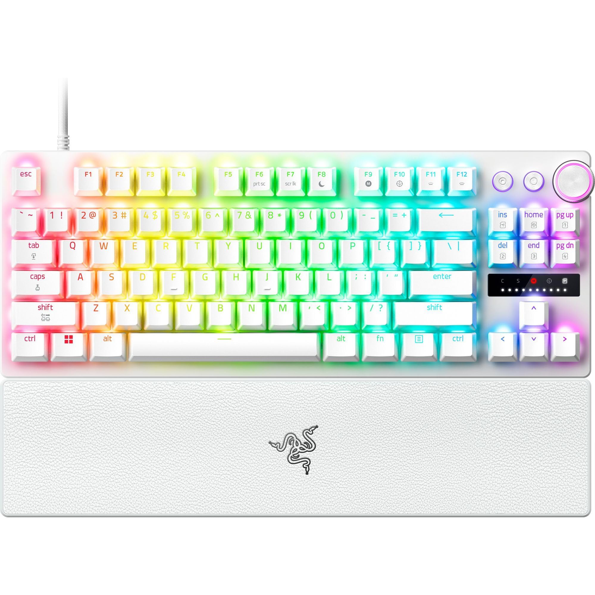 Razer Huntsman V3 Pro TKL 8KHz Esports Gaming Keyboard: Analog Optical Switches Gen 2-8000 Hz Polling Snap Tap - Rapid Trigger - Adjustable Actuation - Media Controls - PBT Keycaps - White