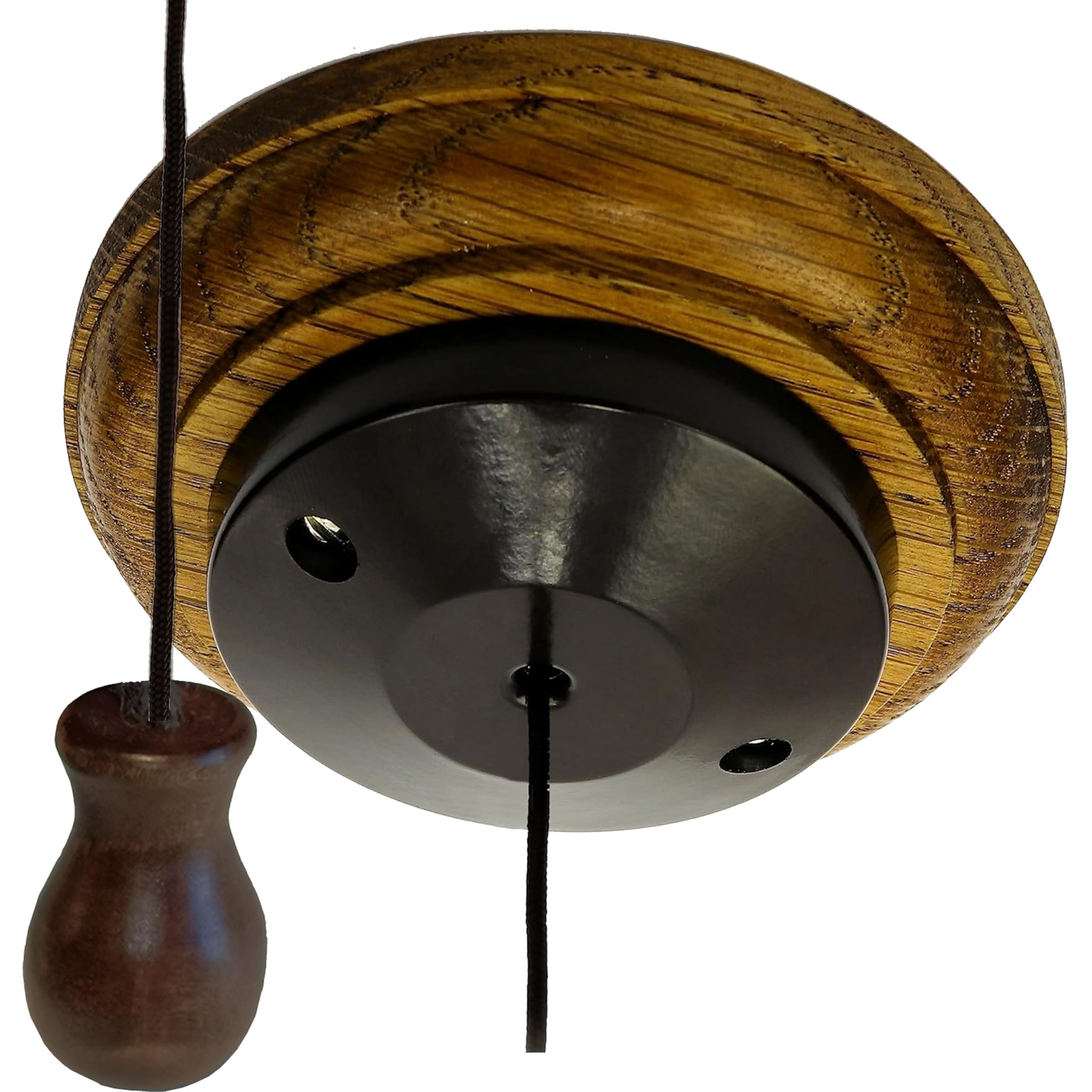 Art Deco Emporium Bakelite and Oak Ceiling Pull Switch in Classical Period Styling and Low Profile - Various Finishes (Medium Oak Finish)