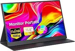 Monitor Portatil 15,6'', FHD 1080P Monitor Portátil Conectado Com USB C Dupla/HDMI, IPS Extensor De Tela para Notebook com VESA e Funda Inteligente magnético, Plug and Play