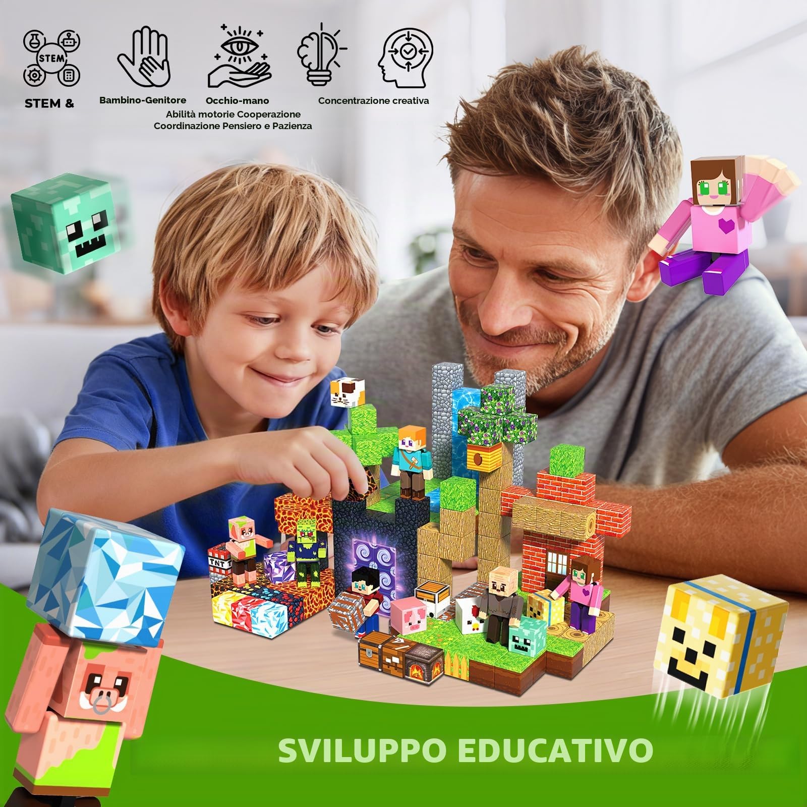 Magneverse Costruzioni Magnetiche 210 Pezzi + 6 Personaggi - Entra in una Foresta Incantata e Vivre un'Avventura Magica, Giocattolo per Sviluppare la Fantasia, Regalo per Bambini 6-12 Anni
