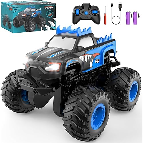 Remote Control Car, 1:24 Scale All Terrain Remote Control Truck with Auto Demo, Monster Truck Toys with 360° Rotation and Lights, 2.4Ghz Rc Cars Support 20km/h, Remote Control Car for Boys 4-7 8-12