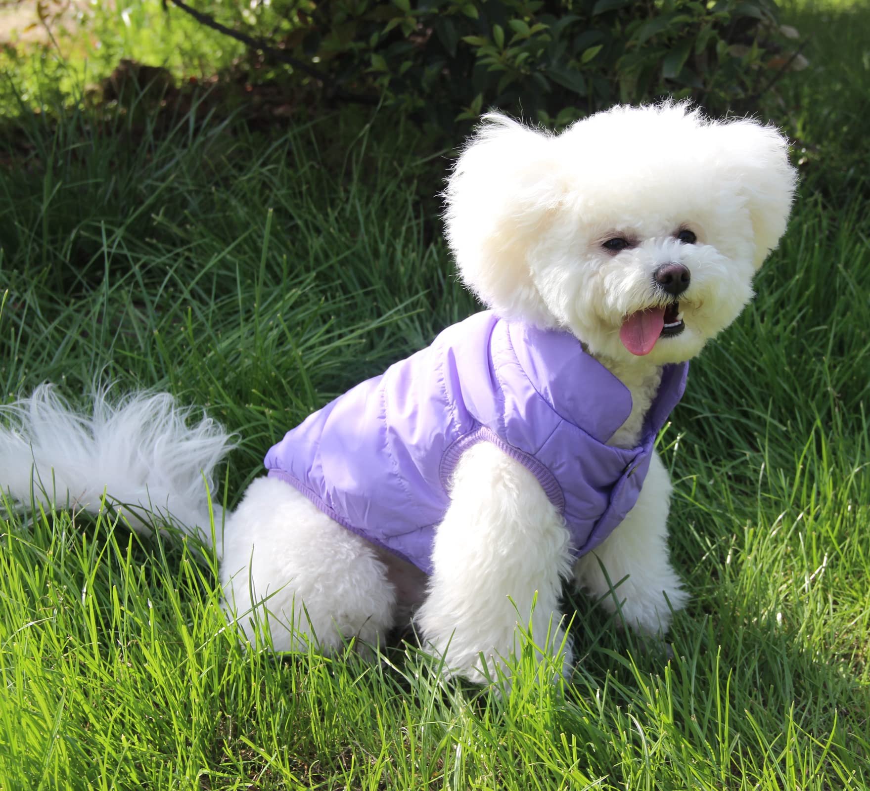 2 Layers Fleece Lined Super Warm Dog Jacket for Winter Cold Weather,Extra Soft Puppy Vest Windproof Doggie Coat by JoyDaog,Purple S - Image 3