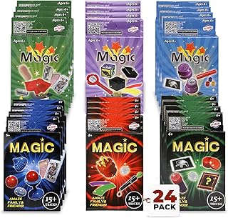Playkidz 24 Packs of Magic Trick for Kids - Party Favors Magic Set with Over 15 Tricks Each, Made Simple, Magician Pretend Play, Birthday, Indoor/Outdoor Fun Games