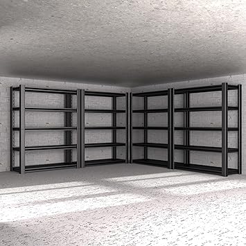 5-Tier Heavy Duty Garage Shelving Unit, 3000 LBS Capacity Metal Storage Rack 72" H x 48" W x 20" D, Adjustable Steel Shelves for Garage, Warehouse, Basement, Pantry, Workshop.4 Pack
