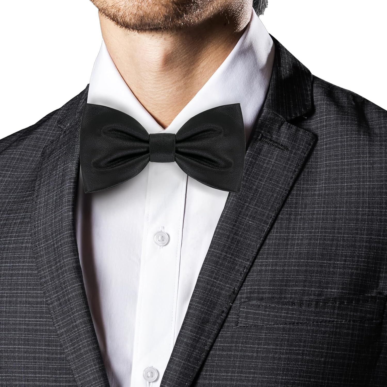 Mens Real Silk Classic Pre-Tied Bow Tie Formal Solid Tuxedo Tuxedo Bow Ties for Men with Gift Box