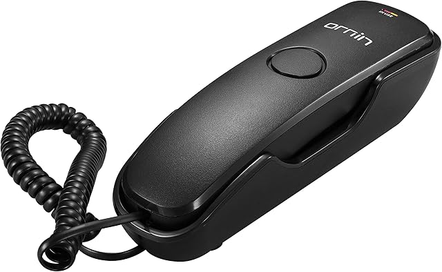 Ornin T102 Trimline Corded Telephone, Wall mountable, Last Number Redial, Mute, M1/M2 One Touch Memory, Ringer Volume Adjustable(Black)-UK Version