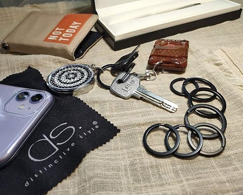 Miniatura 6 de DS. DISTINCTIVE STYLE ACE SELECT - Juego de 40 llaveros redondos planos de 1 y 1.25 pulgadas, anillo dividido de metal para llave de coche de casa,