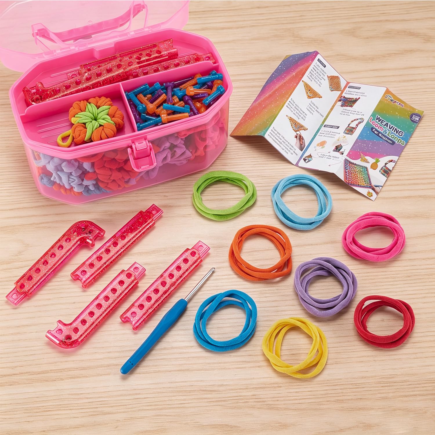 daheypong Kit di telaio per tessitura, arte e artigianato per bambini e adulti, kit di tessitura con 300 anelli artigianali, per realizzare presine artigianali e braccialetti dell'amicizia, regalo