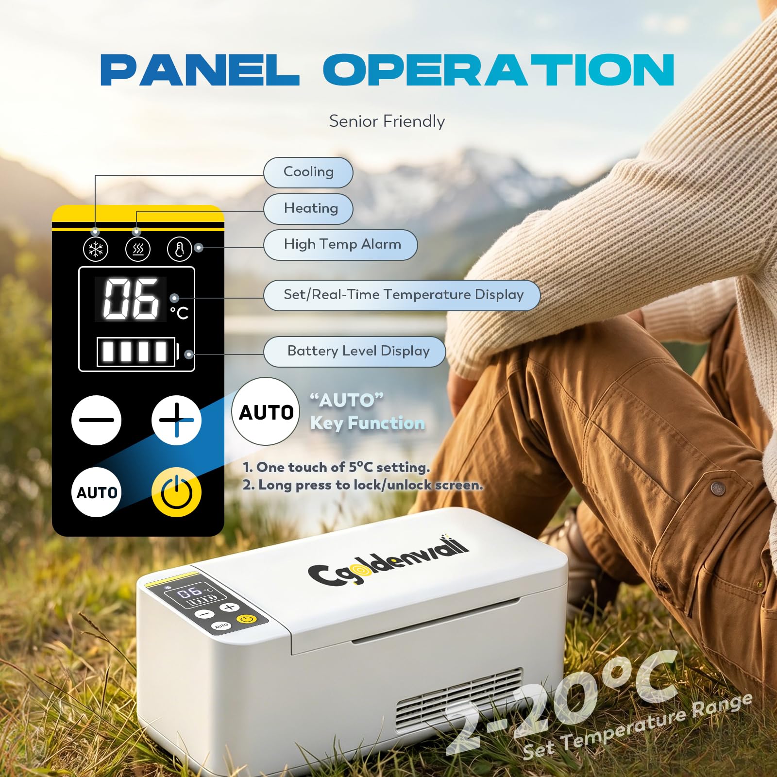 CGOLDENWALL Refrigerador de Insulina Portátil de Gran Capacidad 180 * 79 * 31mm, Nevera Medicamientos con 2-8℃ Temperatura Constante, Sistema de Alarma & Pantalla LED, para Coche, Hogar, Viaje
