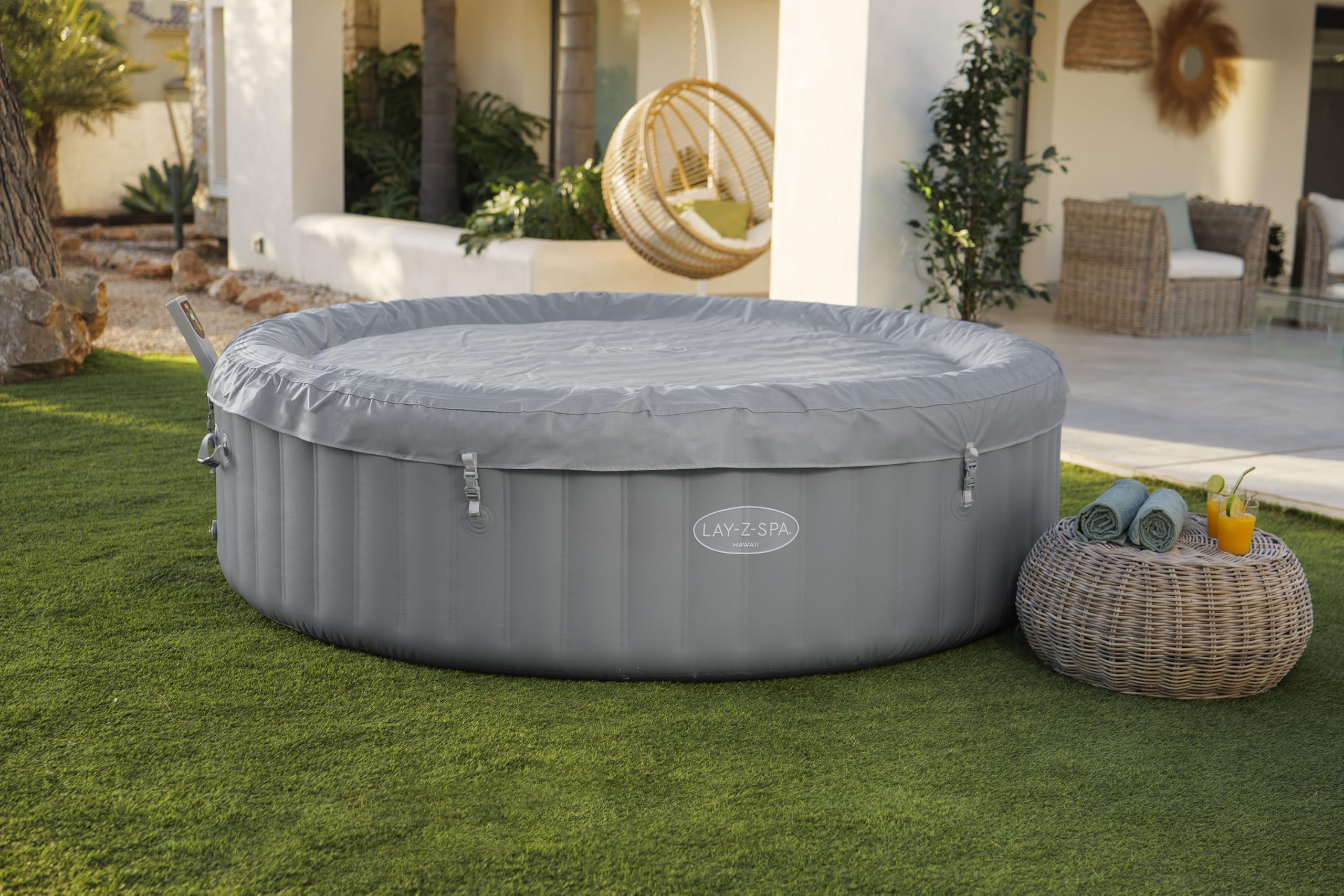 Bestway 93"x28"-2,36 mx71 cm Hawaii MaxHold EnergySense UltraFit Smart AirJet 8 Gris Rond