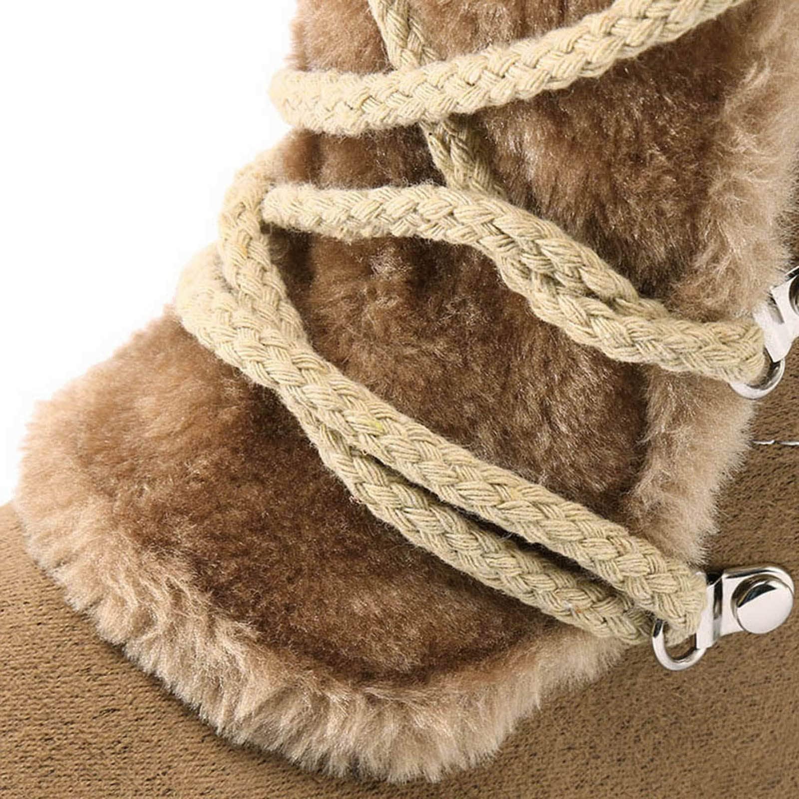 Bottes de neige chaudes et confortables pour femme - Talon bas et épais - Fermeture éclair latérale - Antidérapantes - Doublure en fausse fourrure - Confortables - À lacets - Pour l'extérieur et