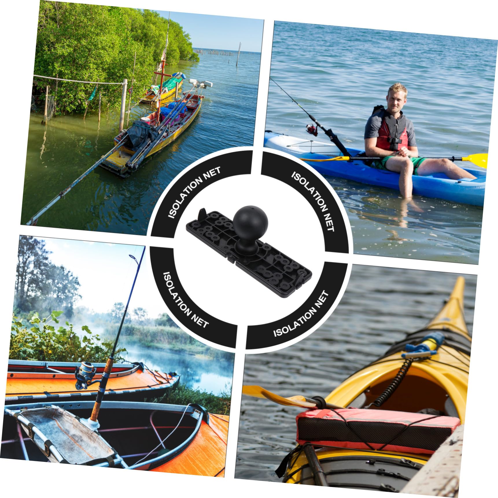 HOMSFOU Halterung für Fischfinder Ball Angelrutenhalter für Boot teleskopisch Fischfinder liefern Bootsrute plat kanu zubehör Fischfindergestell Basis für Fischfinder Nylon Black