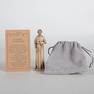 BC BUILDCLASSIC St. Joseph Statue for Selling Homes with Instruction Card, with Burial Bag, 3.5inches H Resin