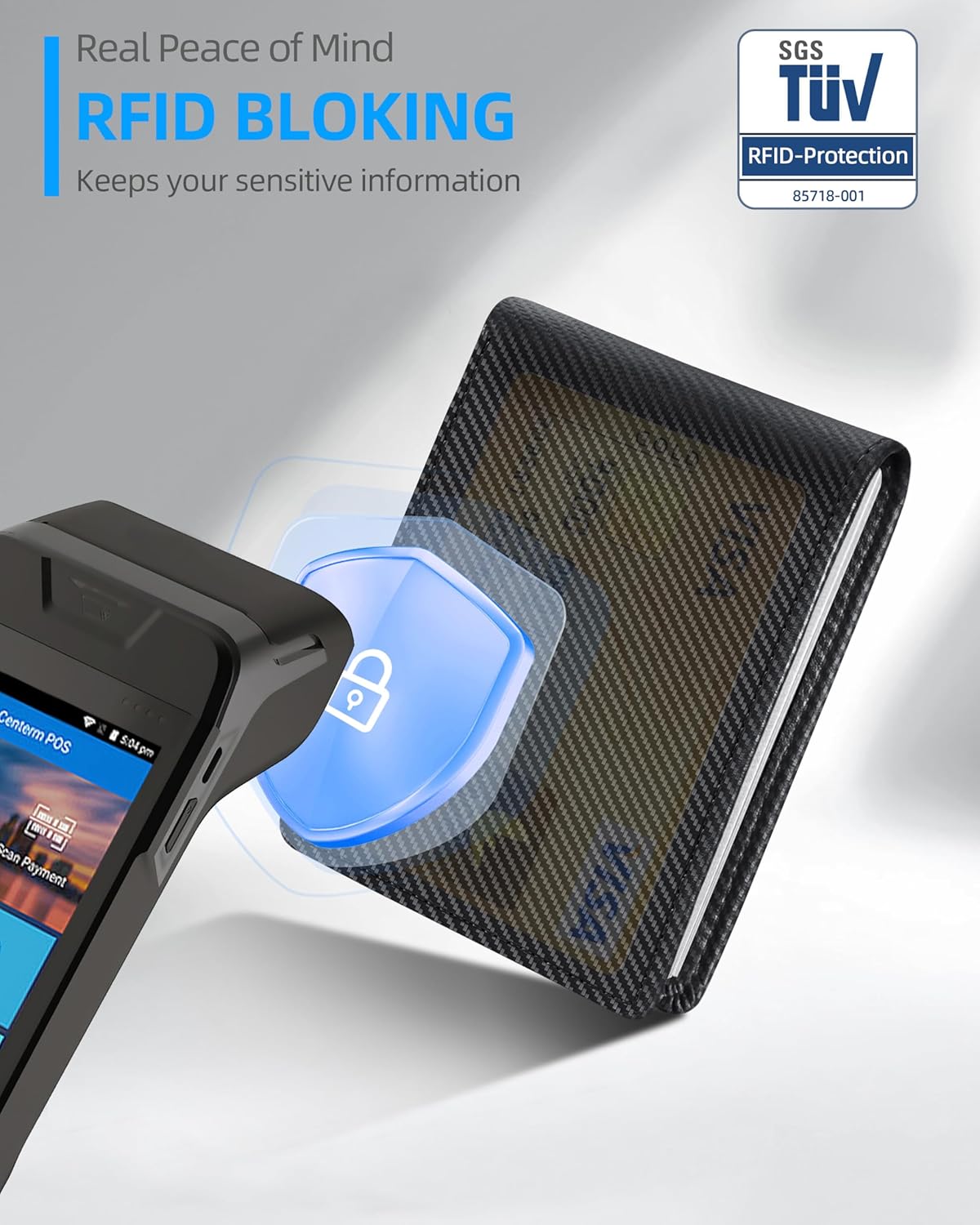 Wallet for Men, Built-in Bluetooth Tracker with Apple Find My (iOS Only), RFID Blocking Bifold Mens Air Tag Wallet with GPS Tracker, Rechargeable Wallets Finder, Gift for Him, Carbon Black - Image 5