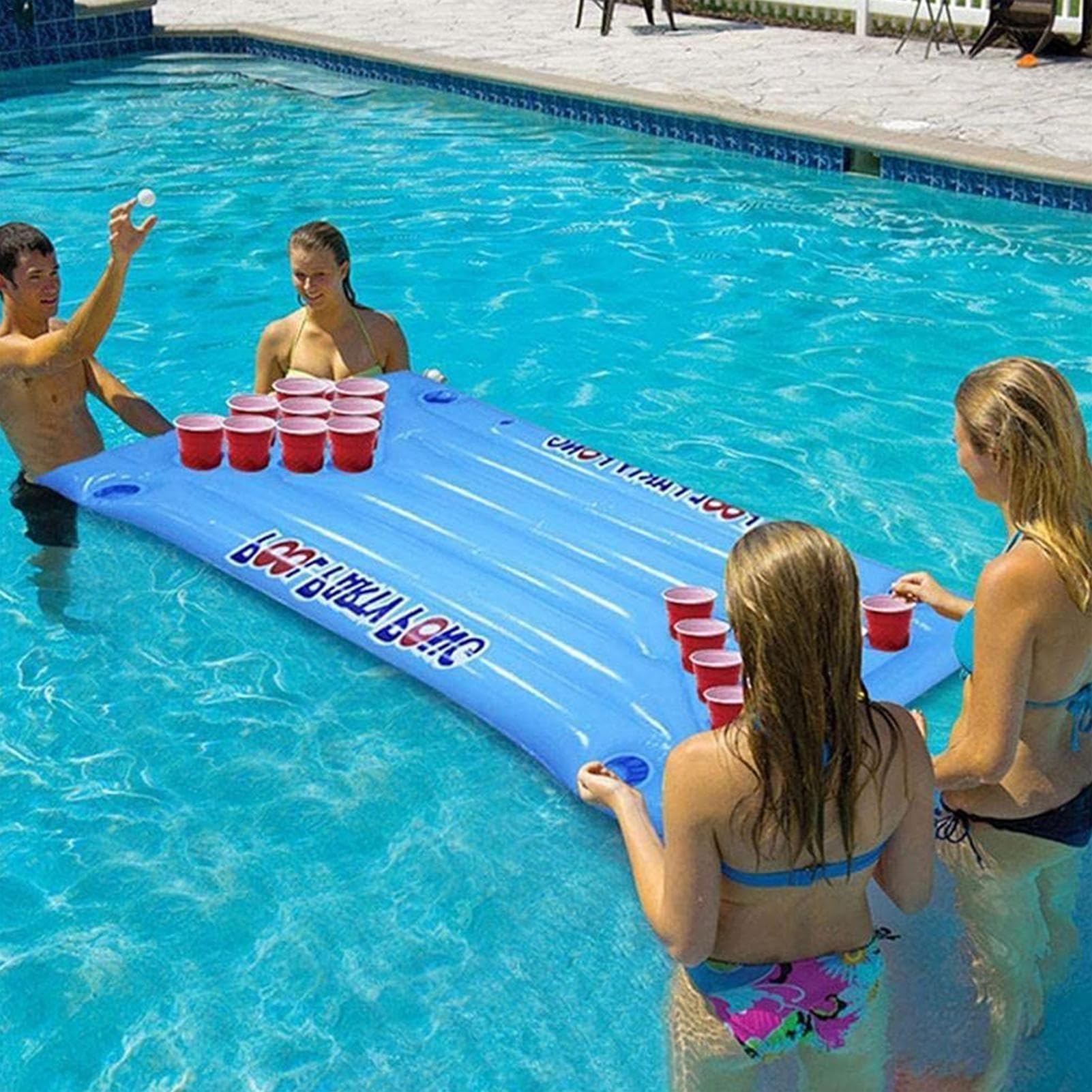 Beer Yards Table de billard – Beer Pong gonflable | Flotte flottante Am, jouet flottant pour le salon de table, pour les fêtes pour adultes, Beer Pong gonflable