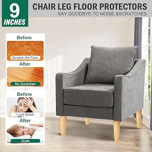 Miniatura 7 de FoDau770 Patas de madera de goma para muebles de 9 pulgadas, patas rectas de madera cónicas para sofá de mediados de siglo, juego de 4, patas de