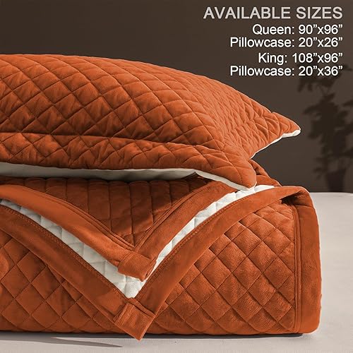 Miniatura 23 de Juego de edredón de terciopelo tamaño Queen, ropa de cama ultrasuave de 3 piezas con 2 fundas de almohada, colcha reversible ligera para todas las
