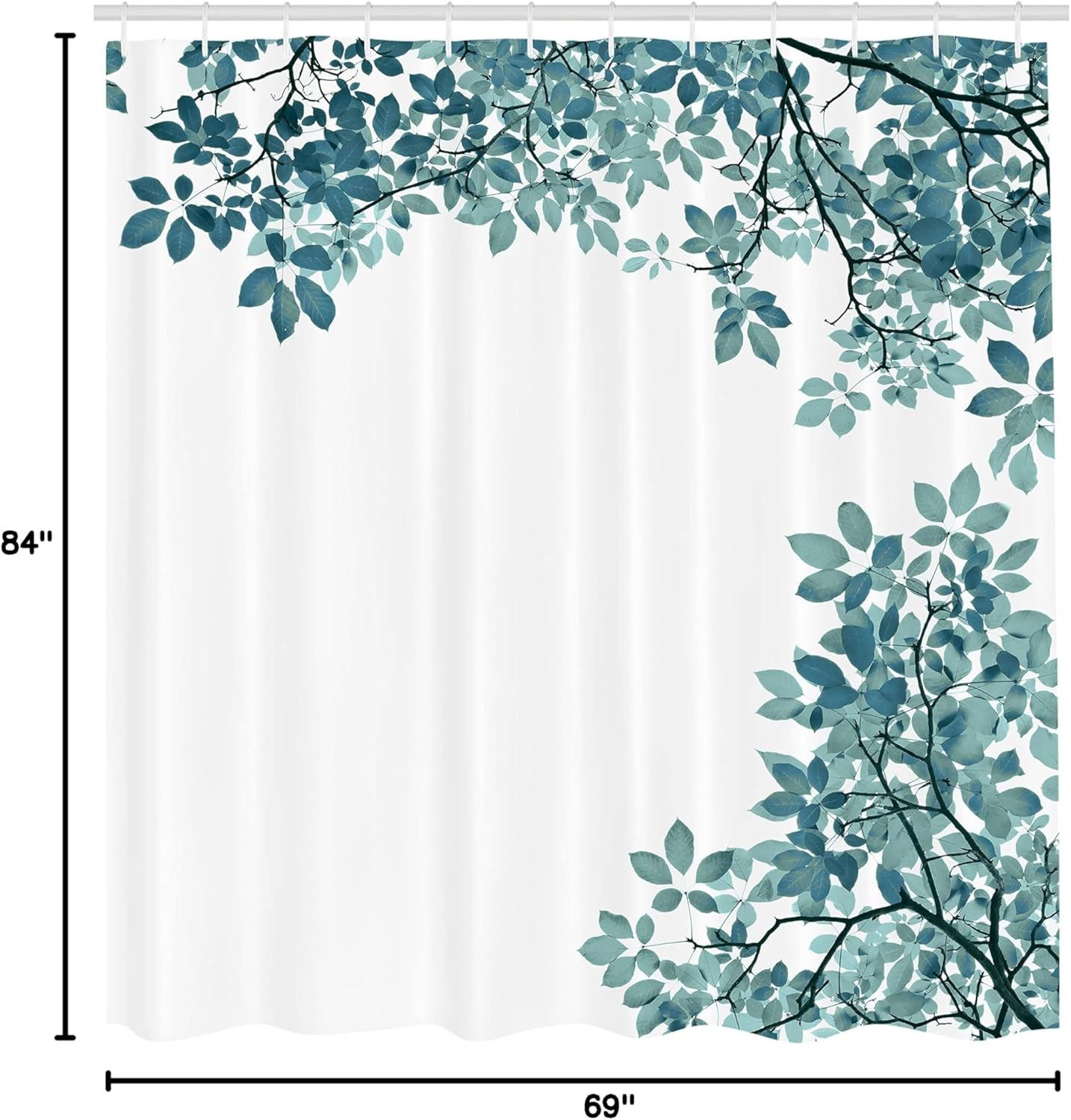 Ambesonne Leaves Shower Curtain, Broad Leaves Close-up Background Autumnal Foliage Shrubs Illustration Print, Cloth Fabric Bathroom Decor Set with Hooks, 69" W x 84" L, Almond Green
