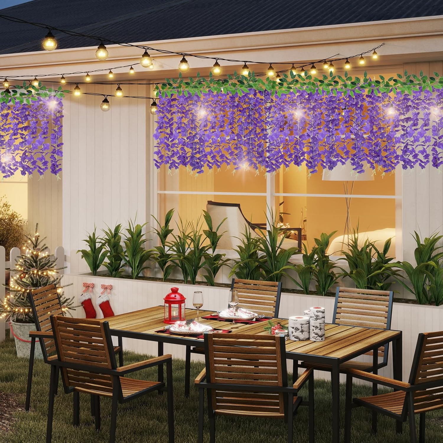 ZINHO 60 Branches Wisteria Hanging Flowers, Artificial Purple Wisteria Flowers Garland for Wedding Arch Ceremony Party Garden Home Backdrop Decor