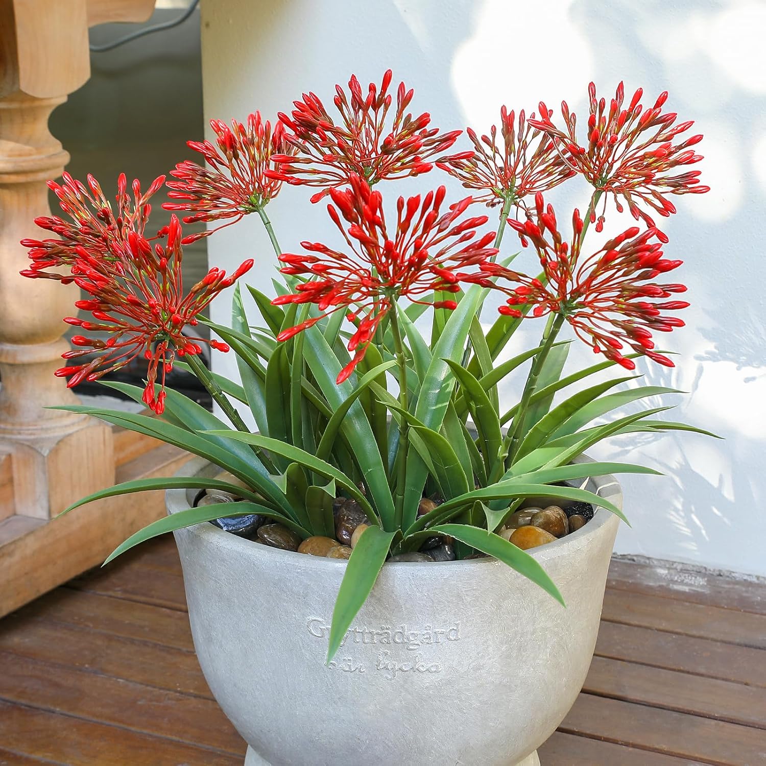 Artificial Flowers for Outdoors 18.9 in Large Fake Plants Outdoor Flower Spring Summer Decoration Outside for Front Porch Garden Window Box